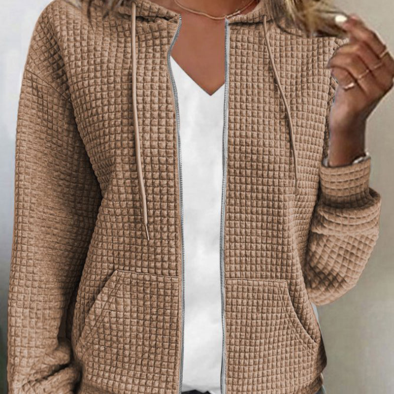 Dámská mikina s žebrovaným zipem | Ležérní oversized mikina s kapucí