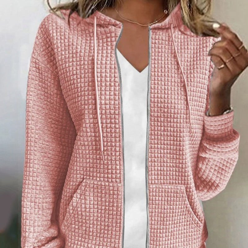 Dámská mikina s žebrovaným zipem | Ležérní oversized mikina s kapucí