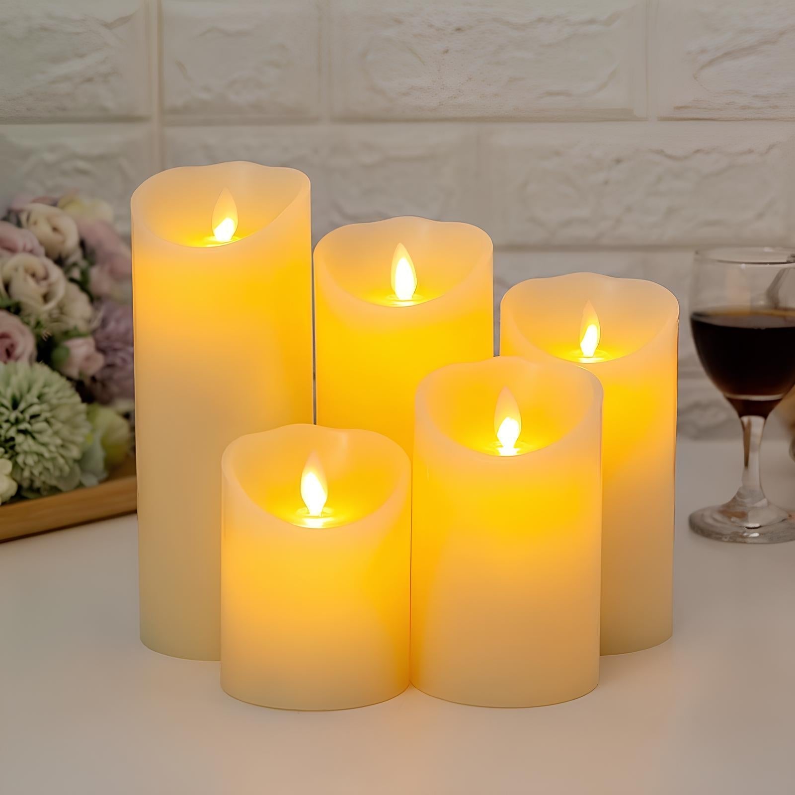 LED sloupové svíčky s efektem třpytivého plamene