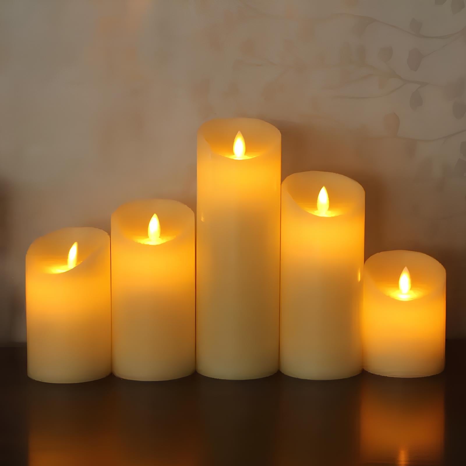 LED sloupové svíčky s efektem třpytivého plamene