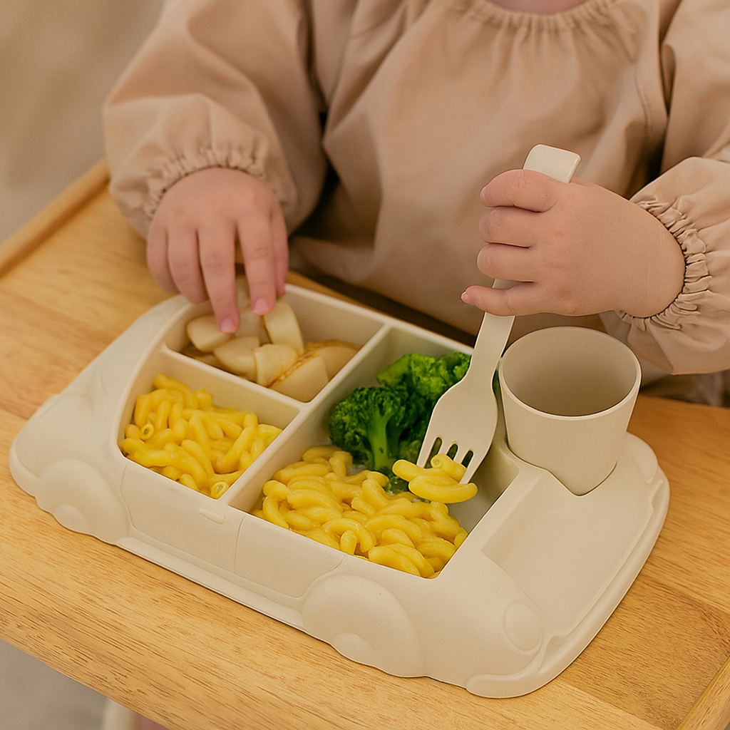 Kids Plate Set Car Style Durable Plastic Design