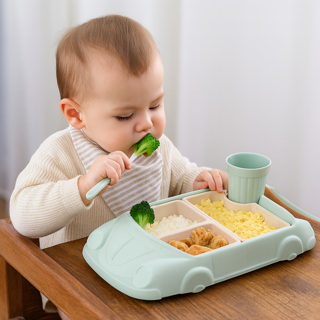 Kids Plate Set Car Style Durable Plastic Design