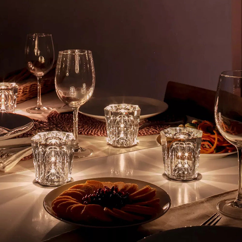 Lampe de table LED en cristal lumière blanche chaude