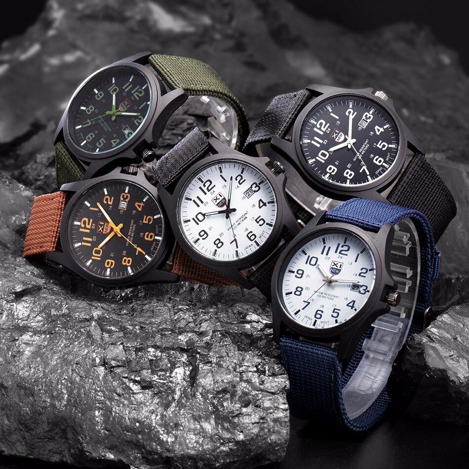 Montre étanche en toile style militaire pour homme