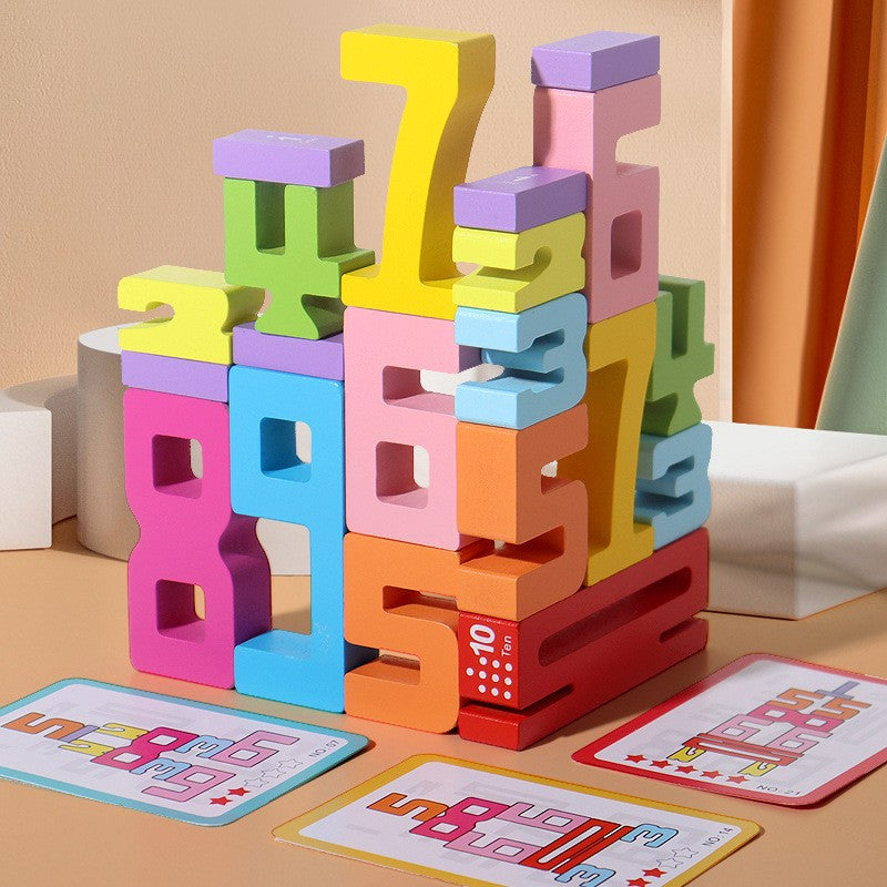 Blocs d'apprentissage empilables en bois pour les nombres et les mathématiques