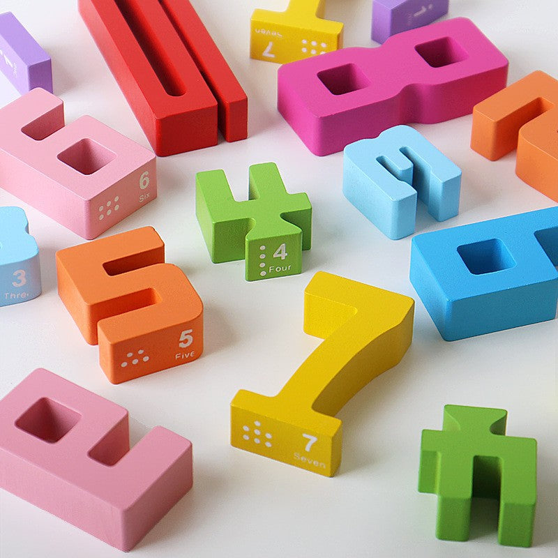 Blocs d'apprentissage empilables en bois pour les nombres et les mathématiques