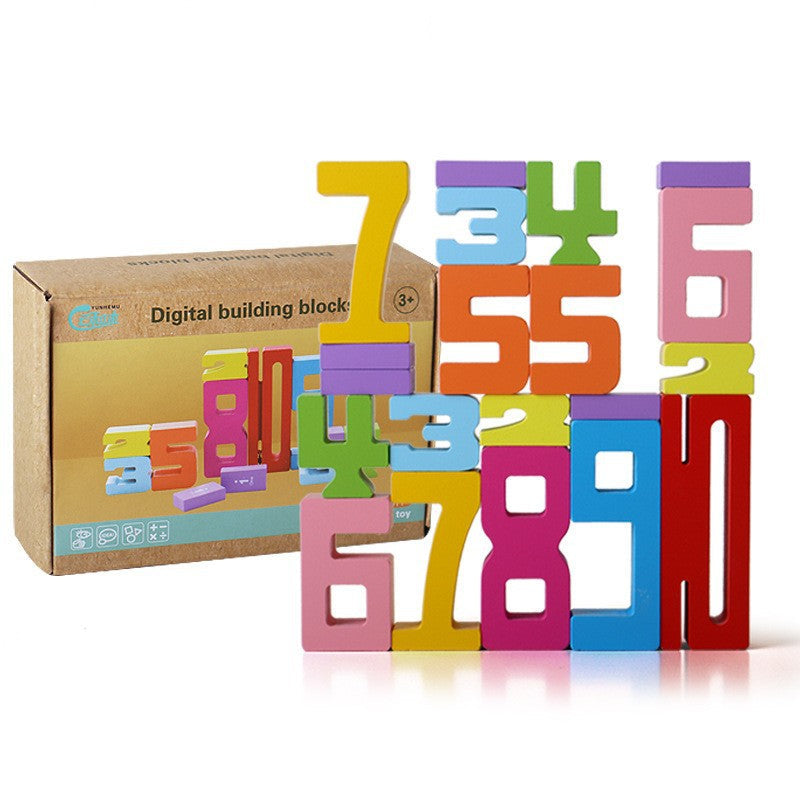 Blocs d'apprentissage empilables en bois pour les nombres et les mathématiques