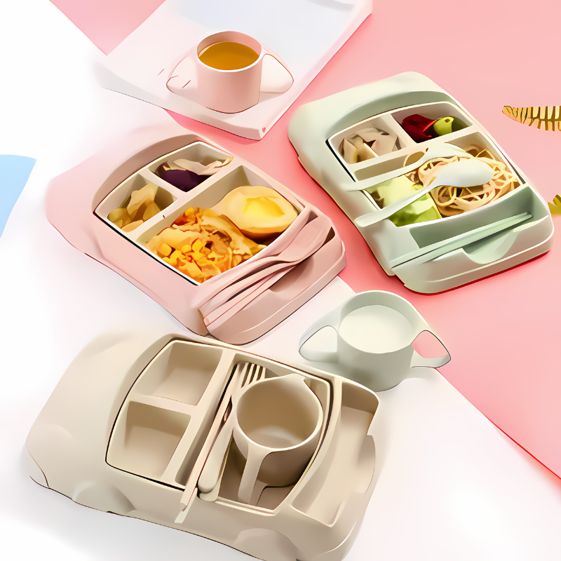 Kids Plate Set Car Style Durable Plastic Design
