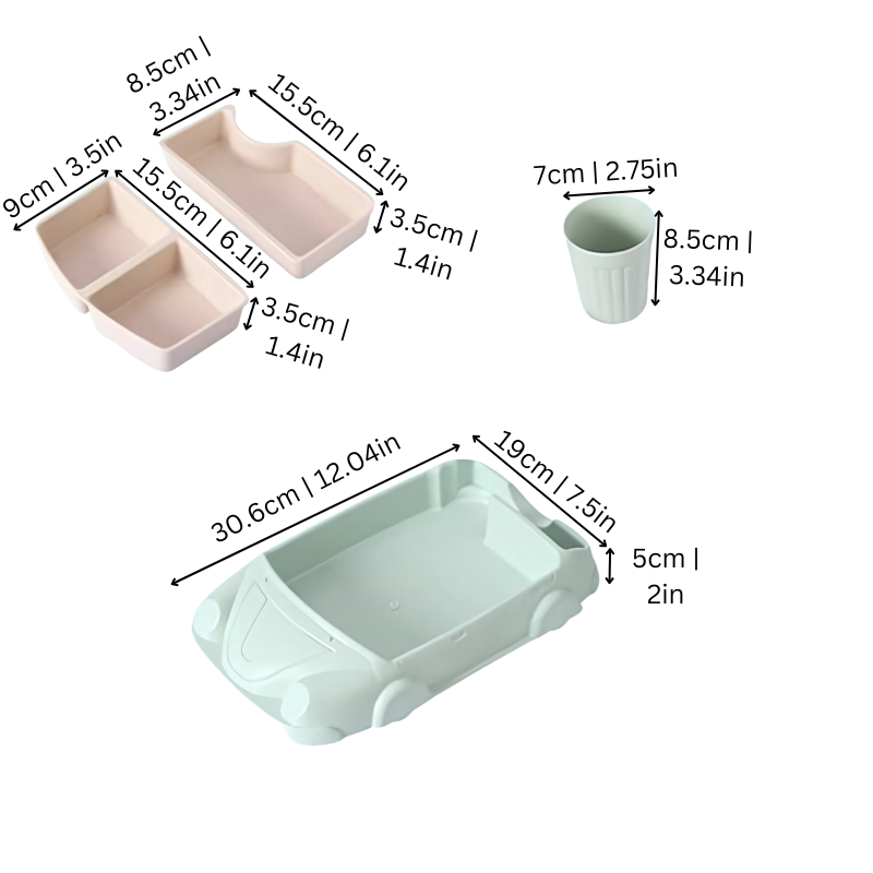 Kids Plate Set Car Style Durable Plastic Design
