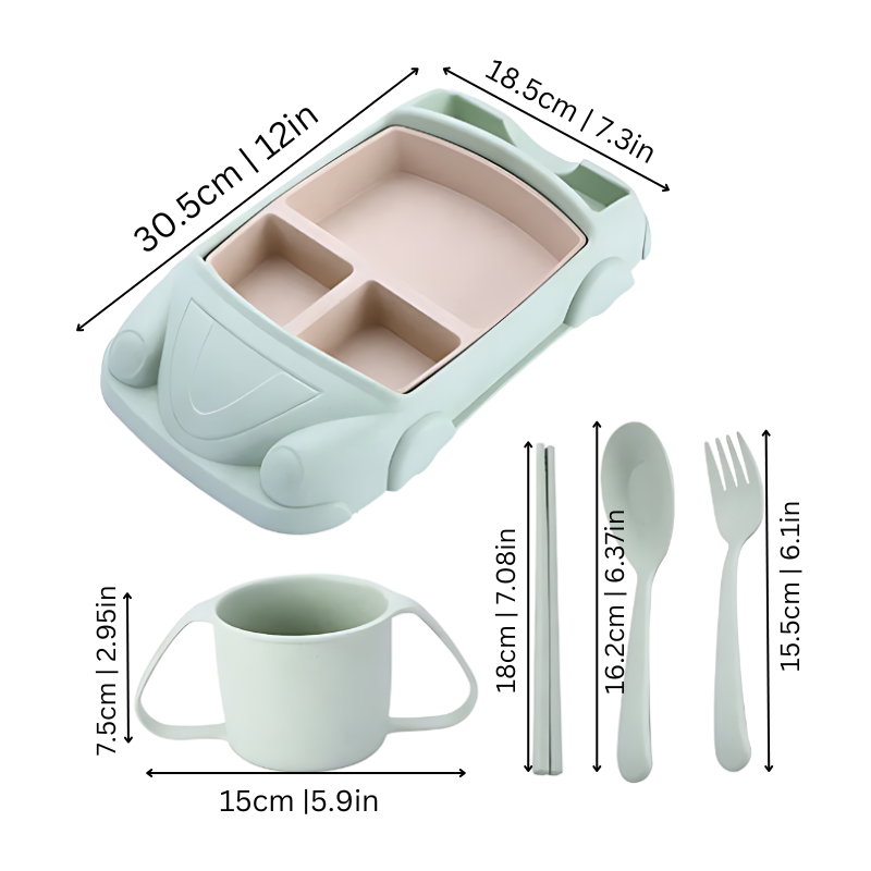 Kids Plate Set Car Style Durable Plastic Design