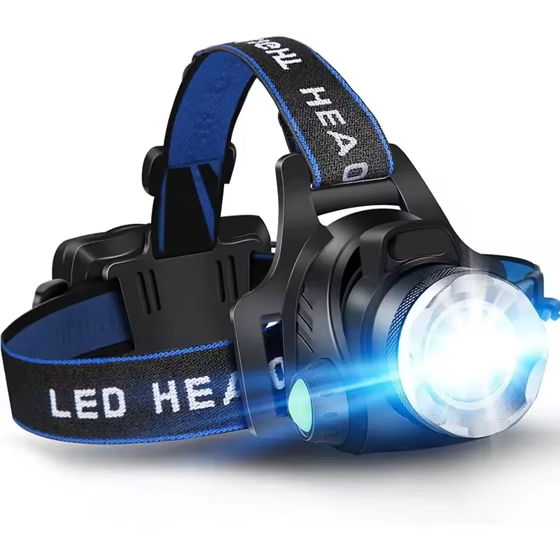 Lampe frontale LED avec zoom et batterie rechargeable