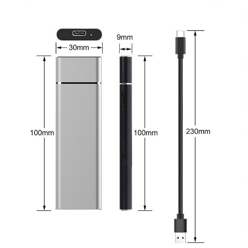 Ekstern SSD-drev USB aluminium lagerplads