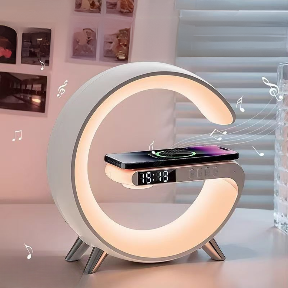 ワイヤレス充電ランプ LED時計スピーカー