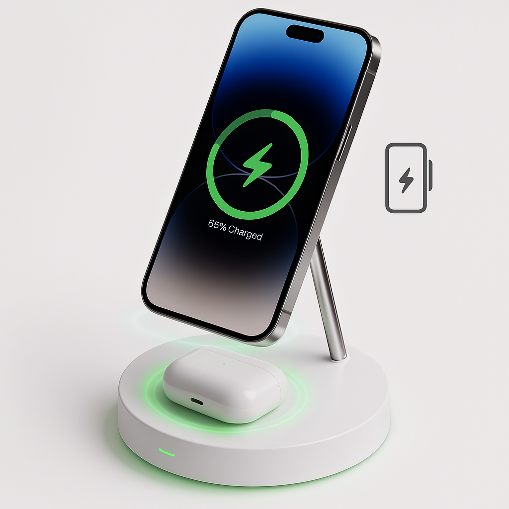 Trådløs telefonoplader med MagSafe-stativ