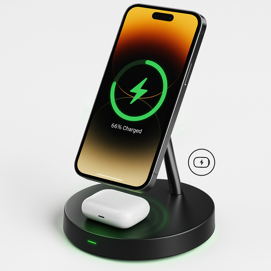 Trådløs telefonoplader med MagSafe-stativ