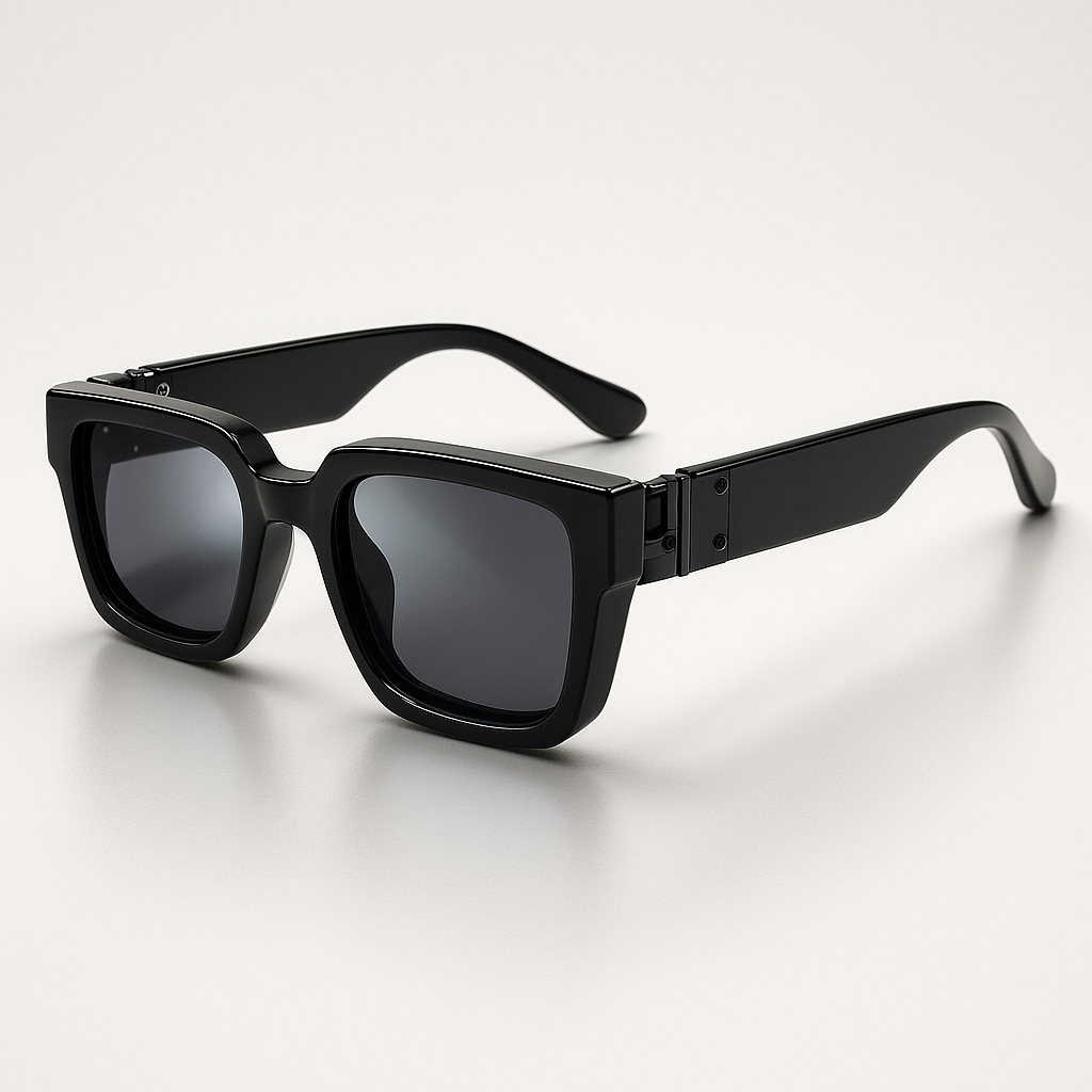 Lunettes de soleil carrées noires avec protection UV