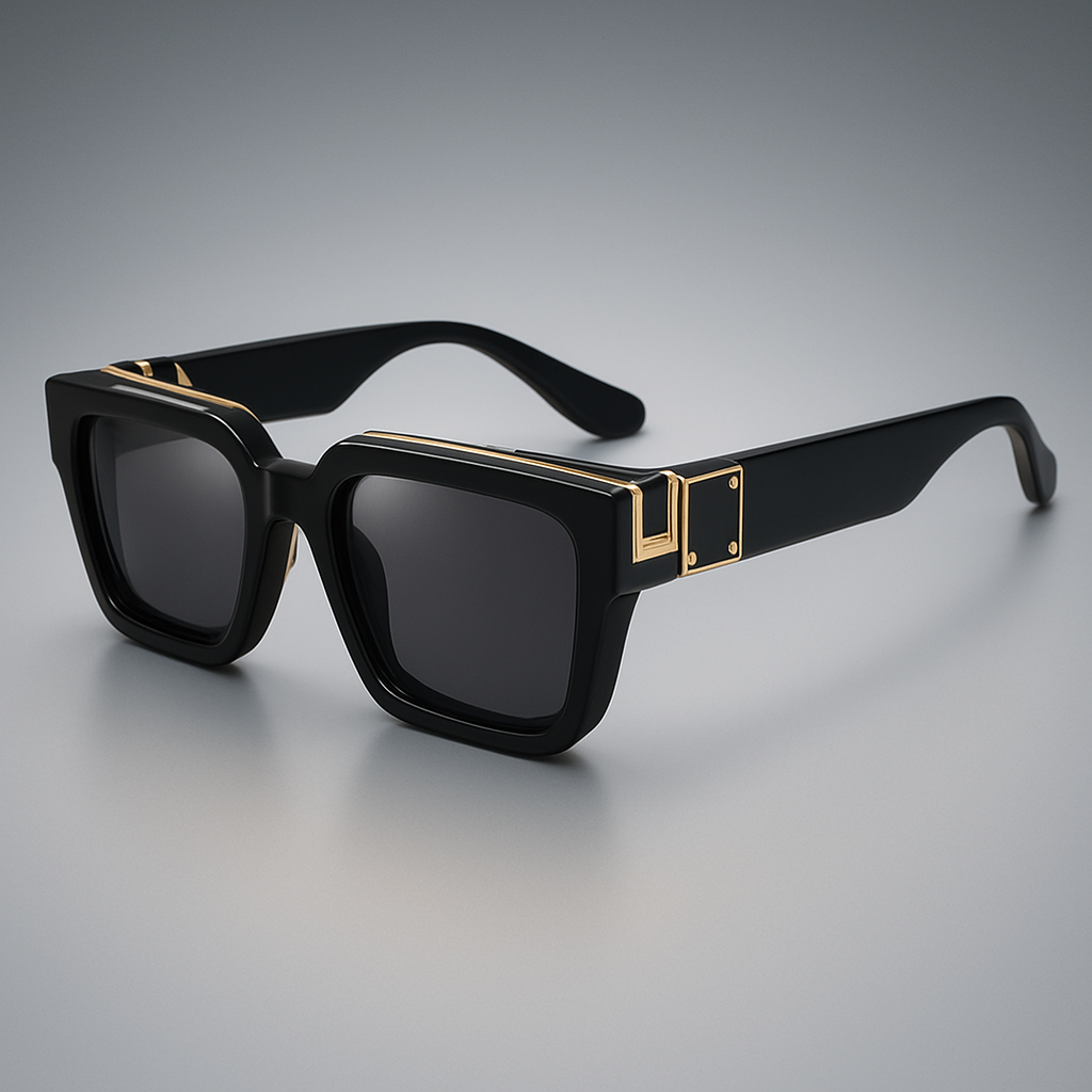 Lunettes de soleil carrées noires avec protection UV