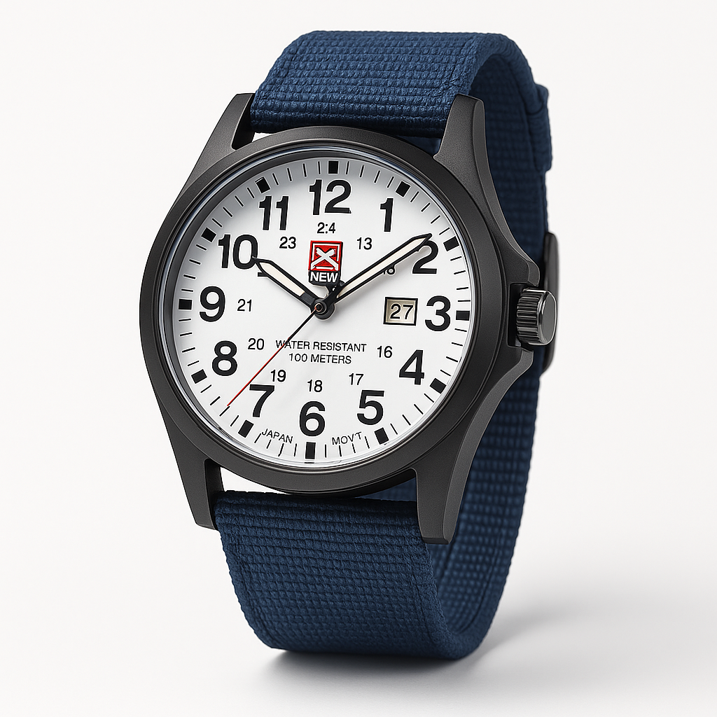 Montre étanche en toile style militaire pour homme