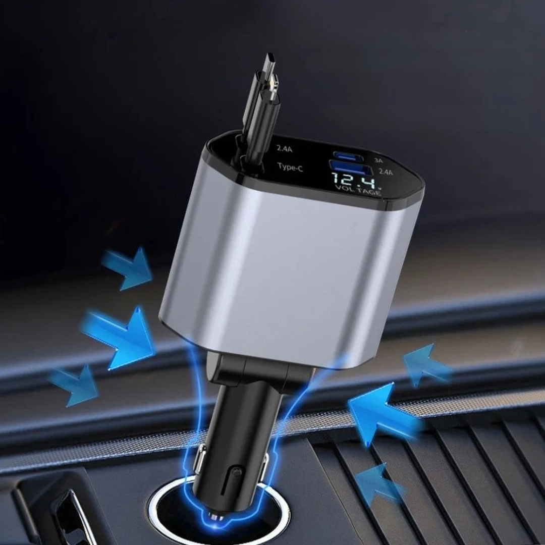 Rychlonabíjecí zatahovací USB nabíječka do auta
