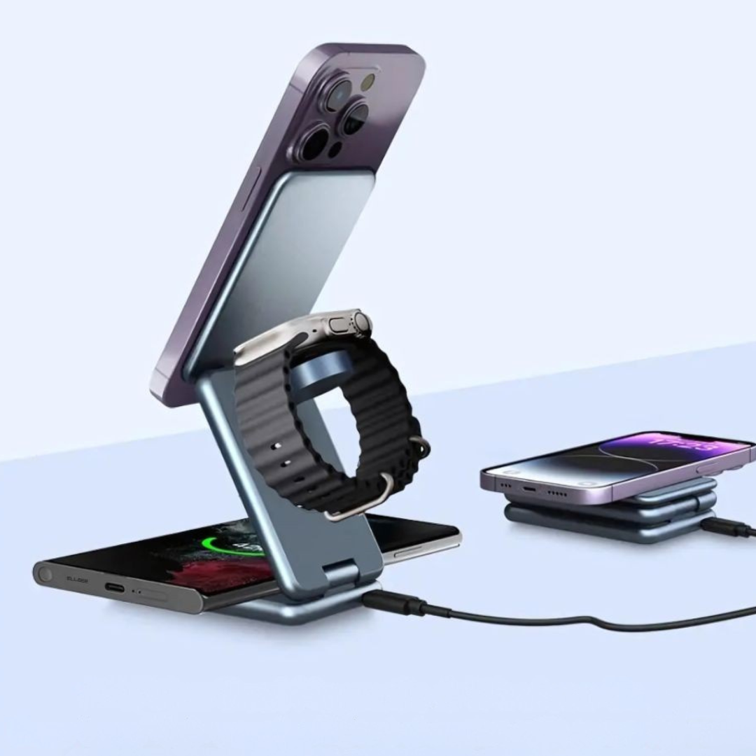 Bezdrátová nabíječka telefonu s skládacím stojánkem