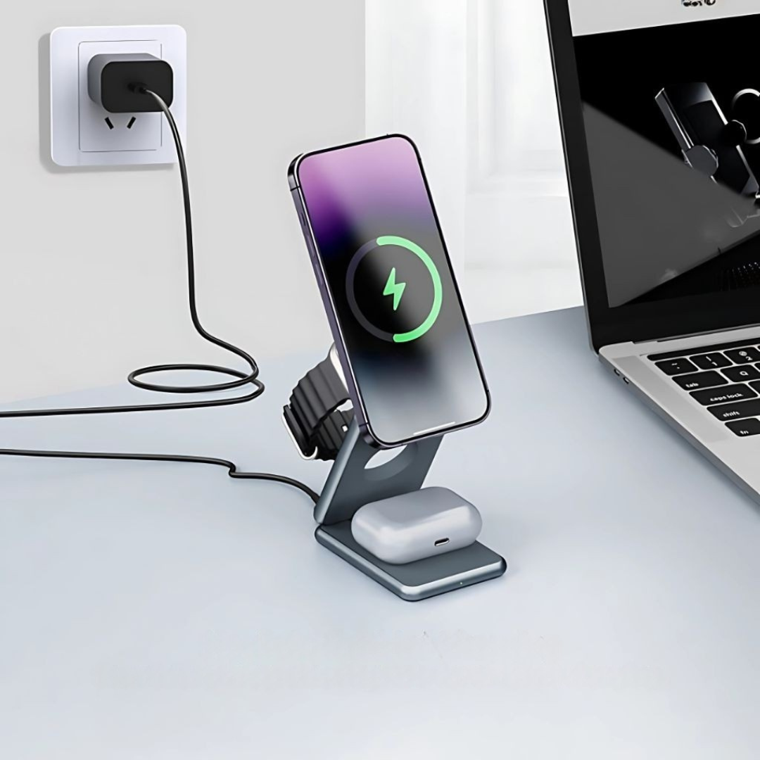 Bezdrátová nabíječka telefonu s skládacím stojánkem