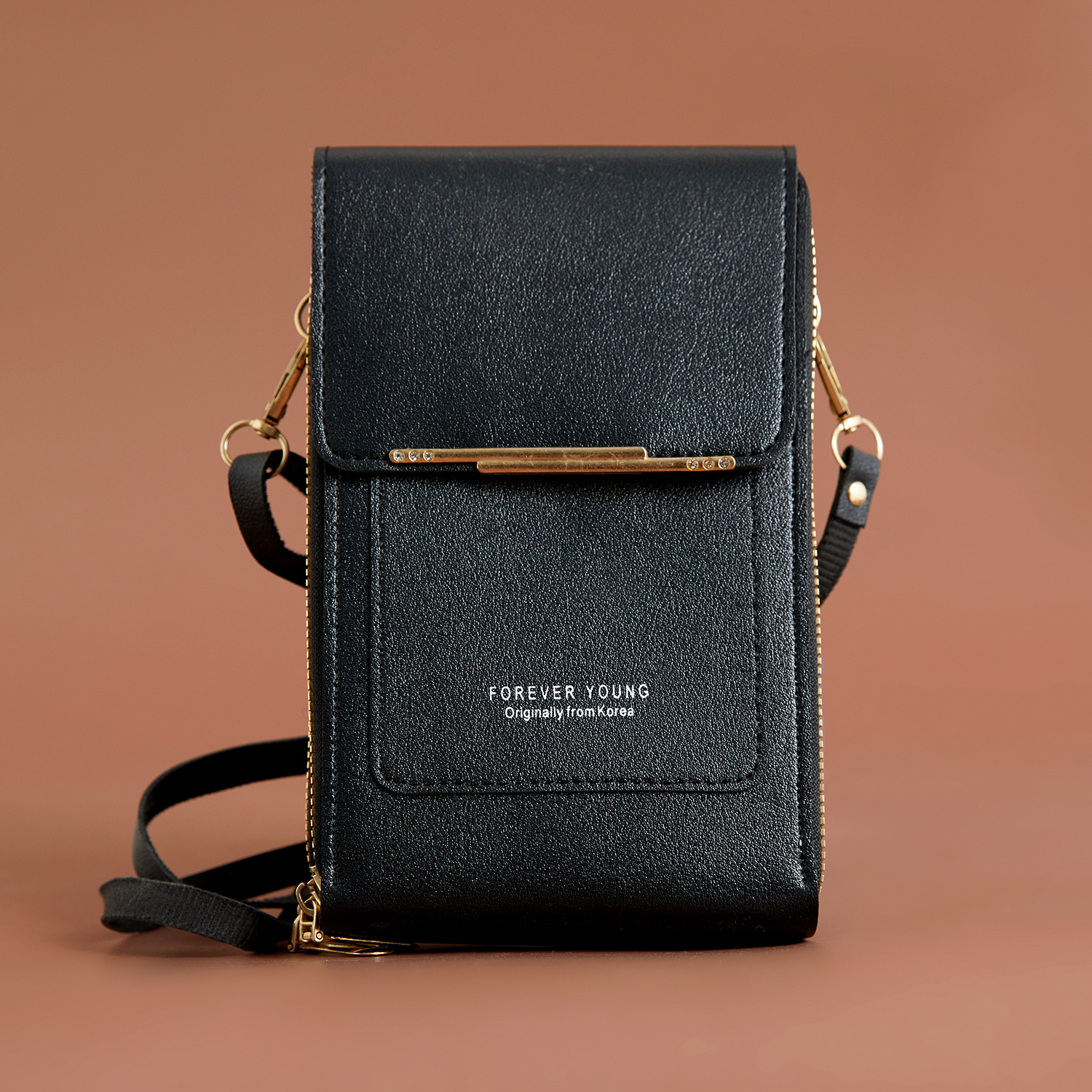 Crossbody taske med RFID-beskyttelse og lynlåslommer