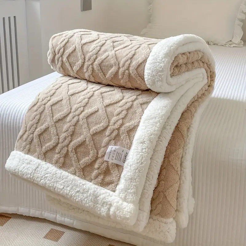 Fleece Tæppe Sherpa Vendbar Seng Dække