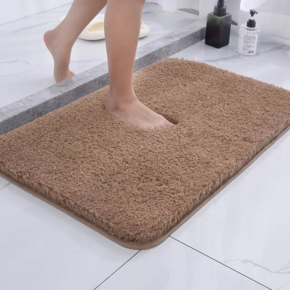 Plyšová šedá mikrovláknová koupelnová podložka na podlahu