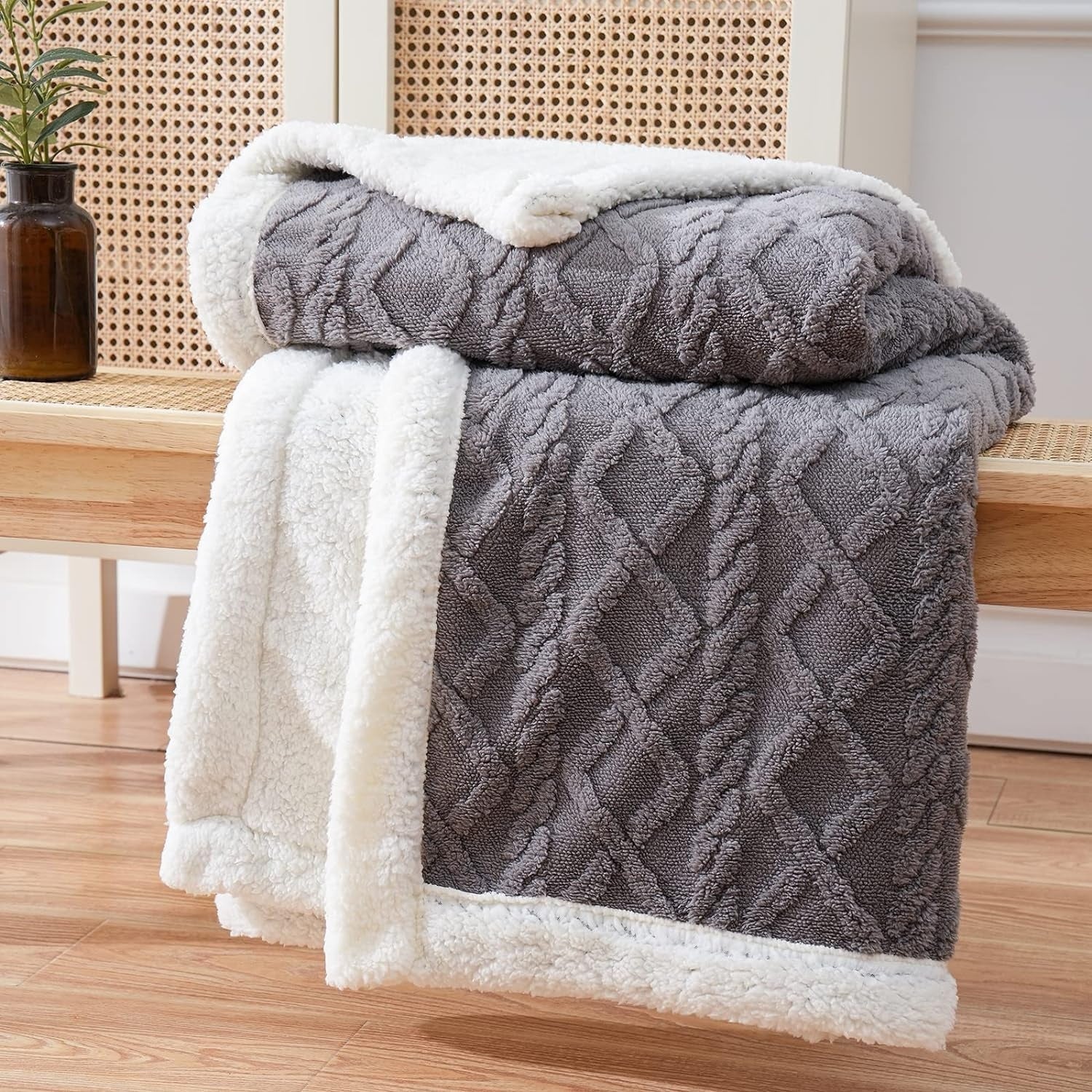 Fleece Tæppe Sherpa Vendbar Seng Dække