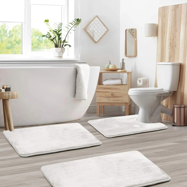 Bathroom Mat Set Memory Foam Non Slip