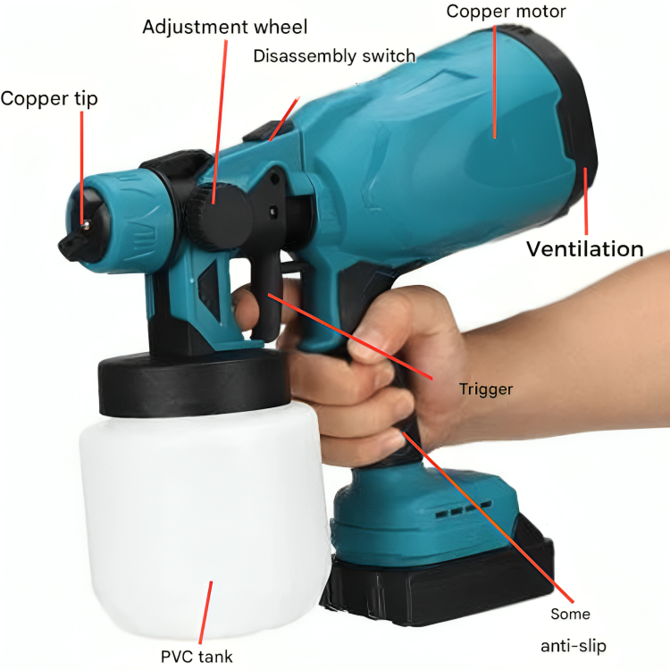 SprayPro Max | Bezdrátový elektrický stříkací pistole na barvu pro stěny