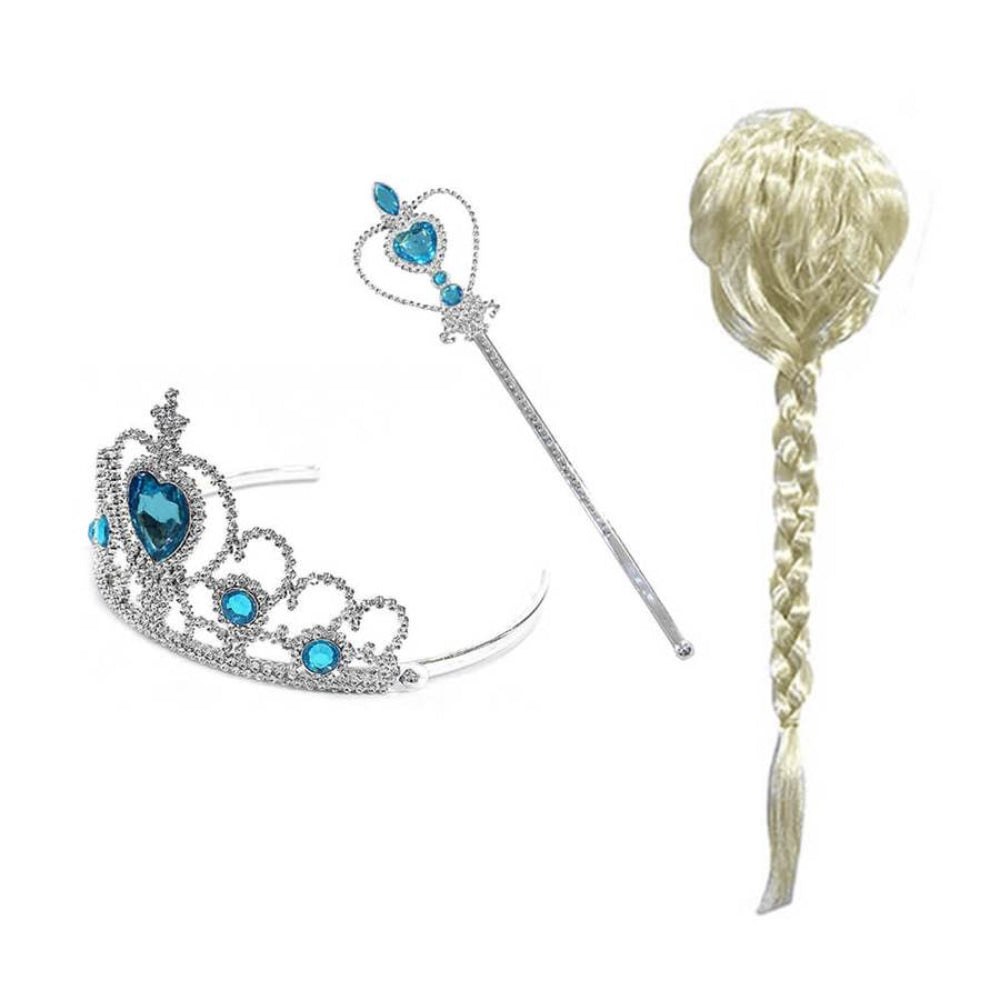 Kids Elsa Princess Costume Snow Girls Dress With Crown Scepter Wig Cosplay Accessories - Image 6