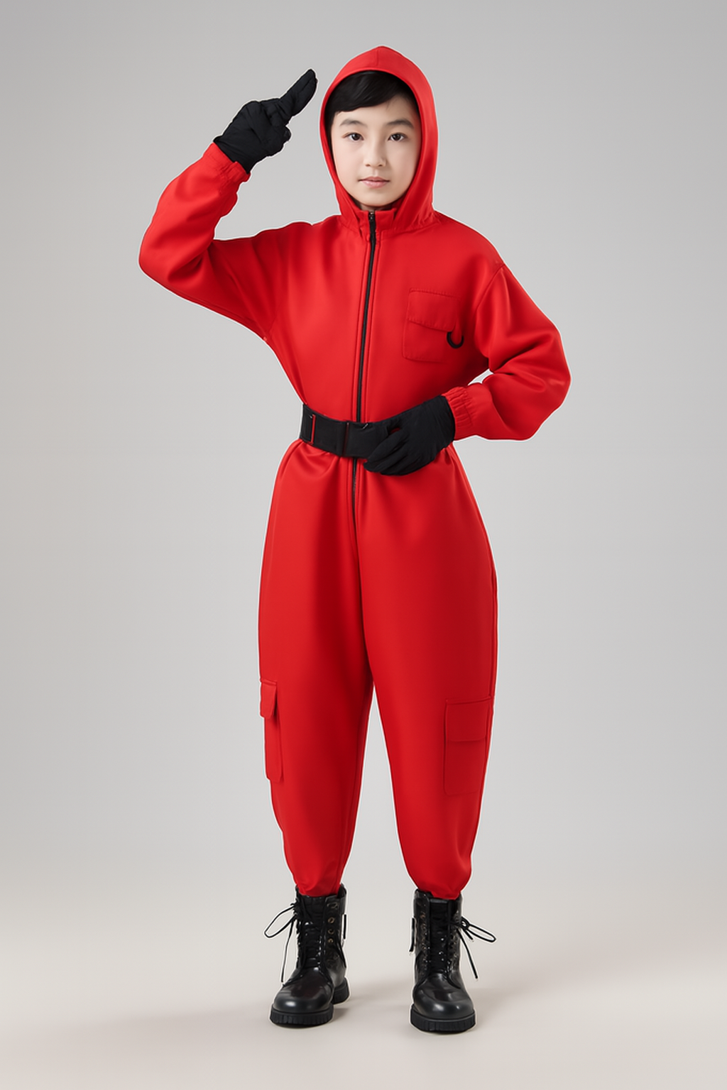Kids Guard Halloween Costume Jumpsuit | Hooded Mask Outfit - Image 1