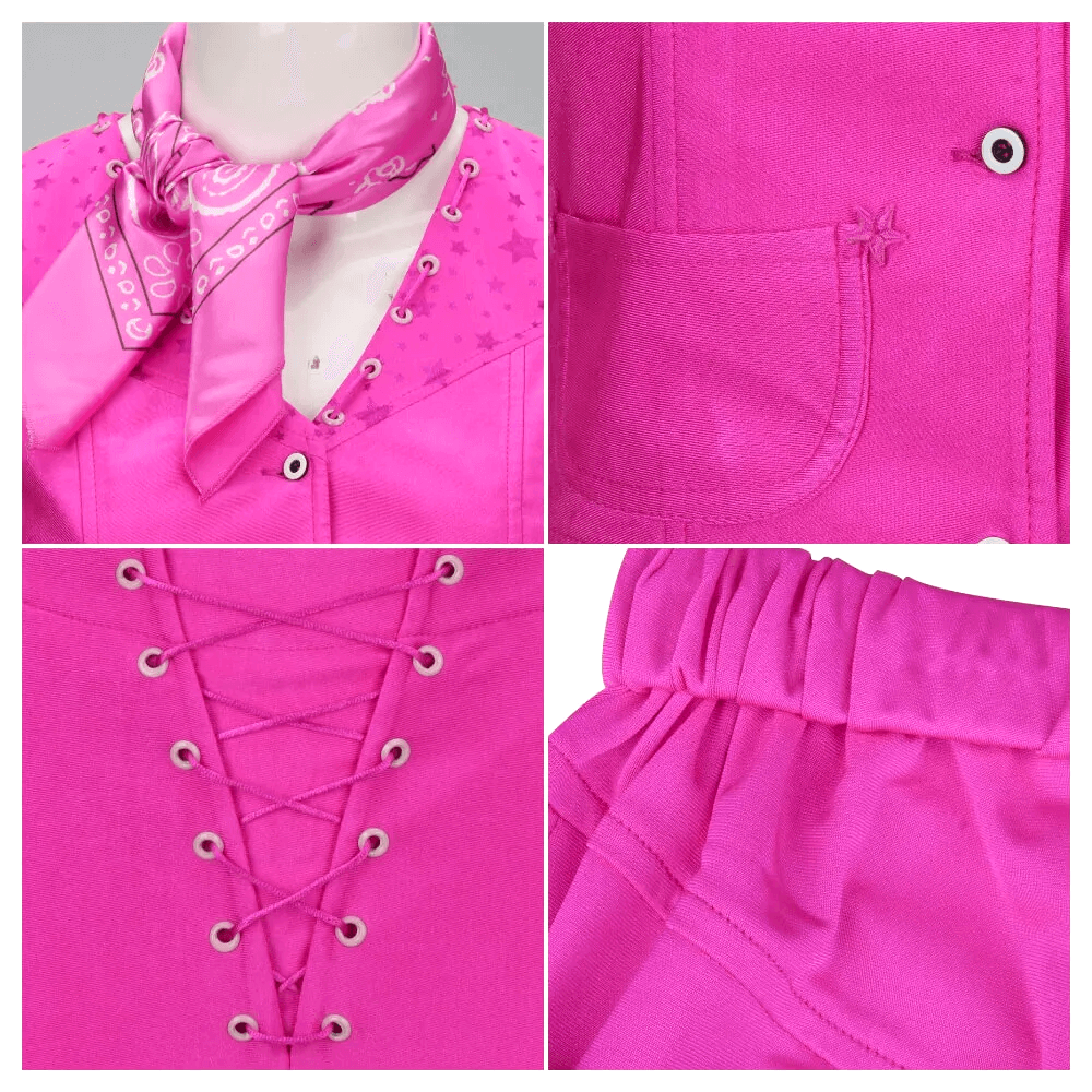 Kids Hot Pink Cowgirl Outfits Barbara Costume Vest and Flare Pants Suit - Image 4