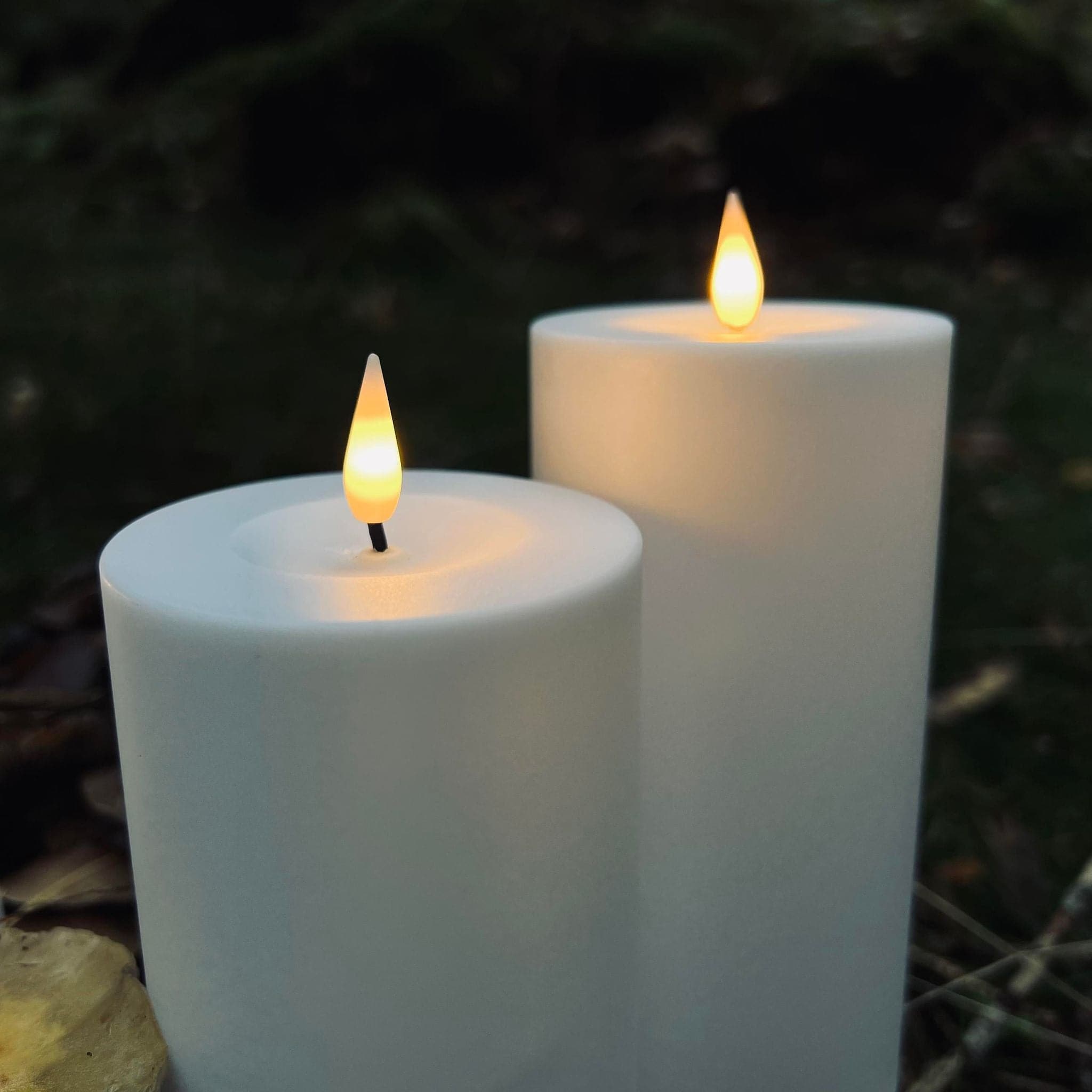 Sada venkovních LED bezplamenných sloupových svíček