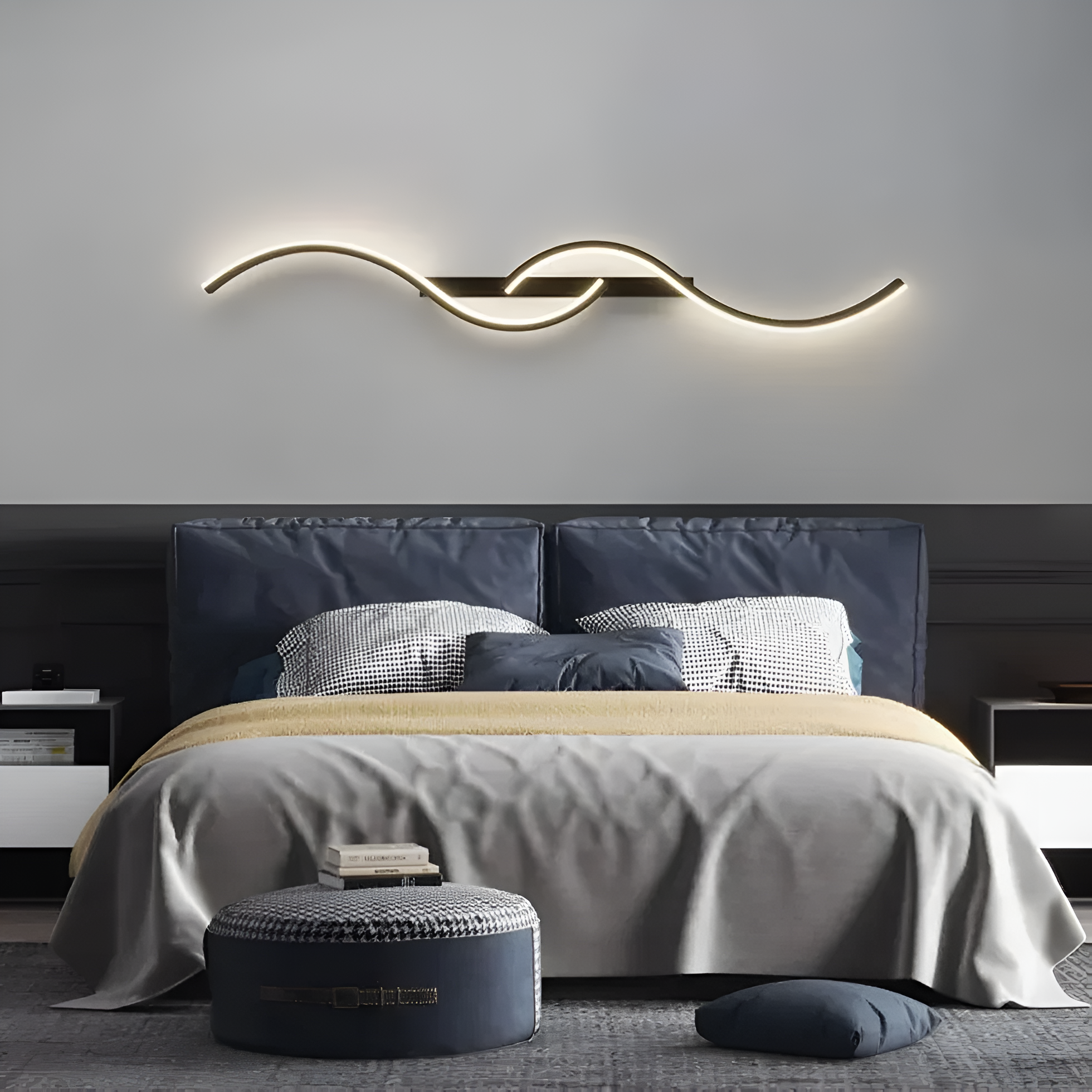 Lampada da parete moderna onda LED per camera da letto