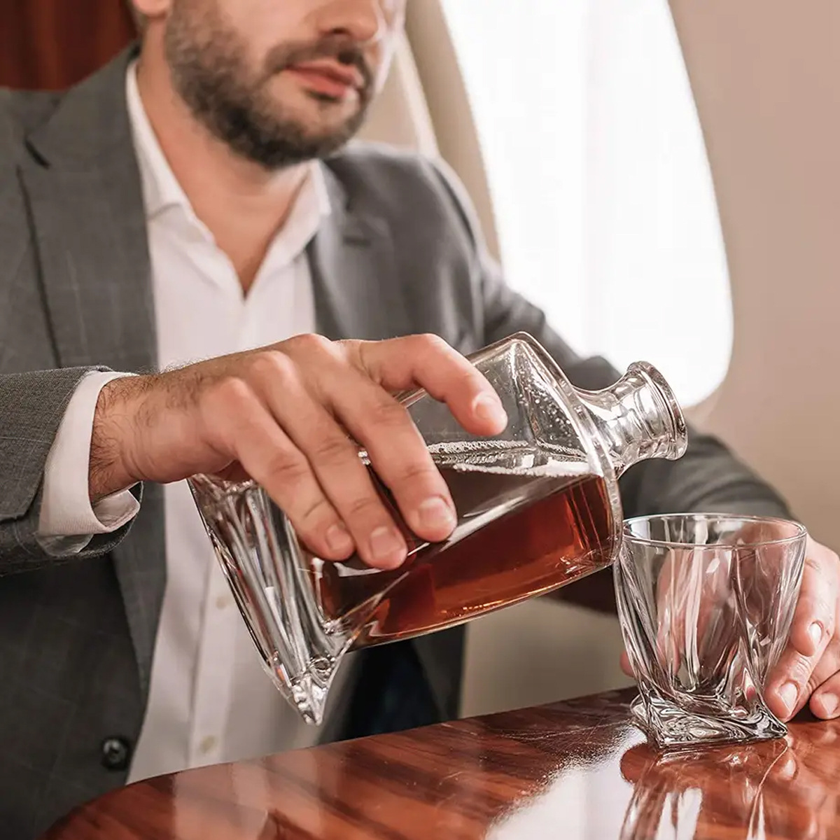 Whiskey Decanter Set Crystal Bar Glassware
