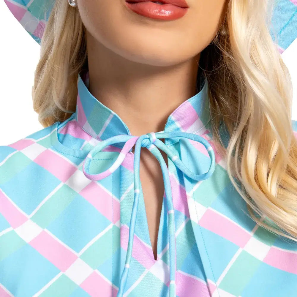 Movie Plaid Blue Dress Margot Robbie Cosplay Costume Party Vacation Halloween Costume - Image 10