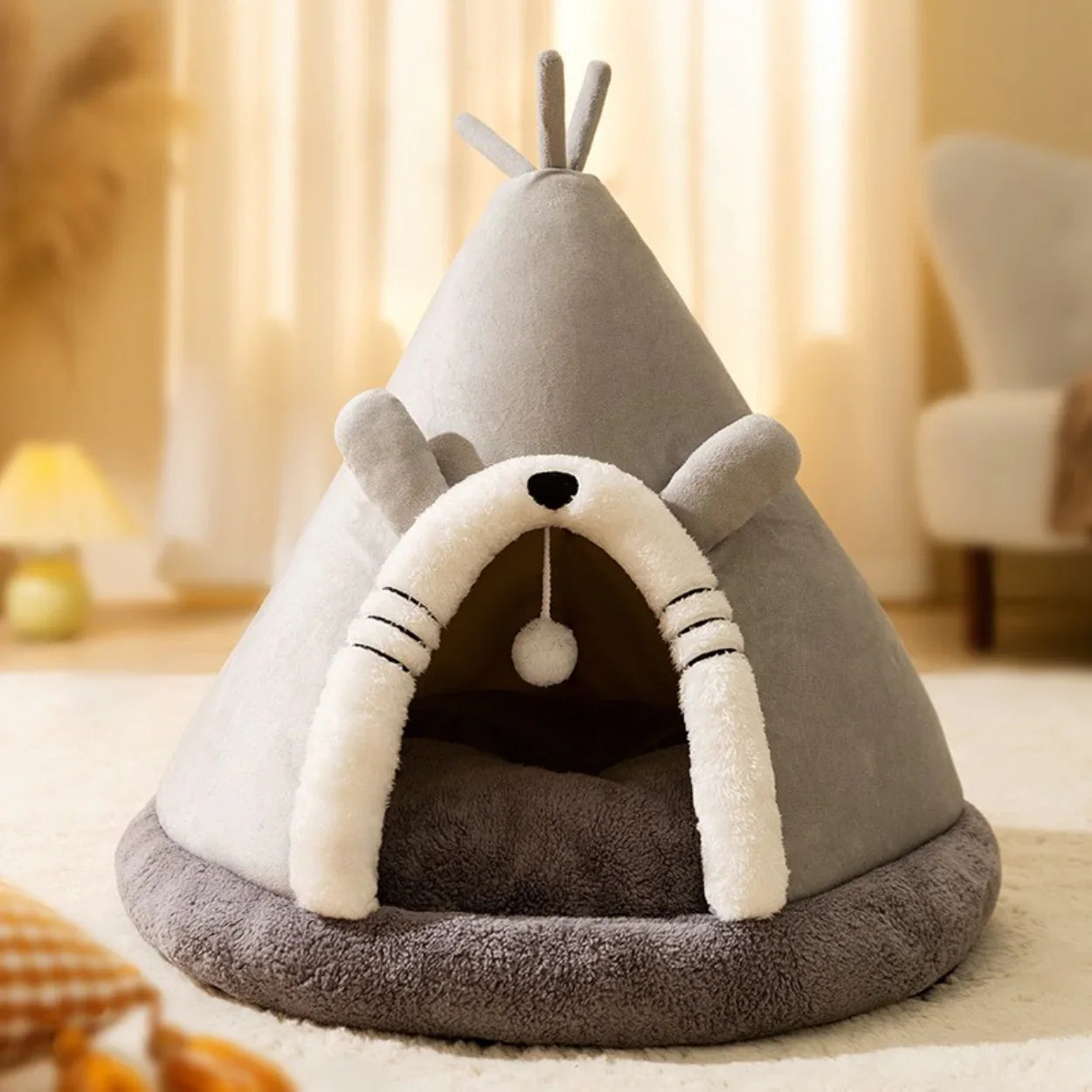 Tente pour lit de chat en tissu polaire doux