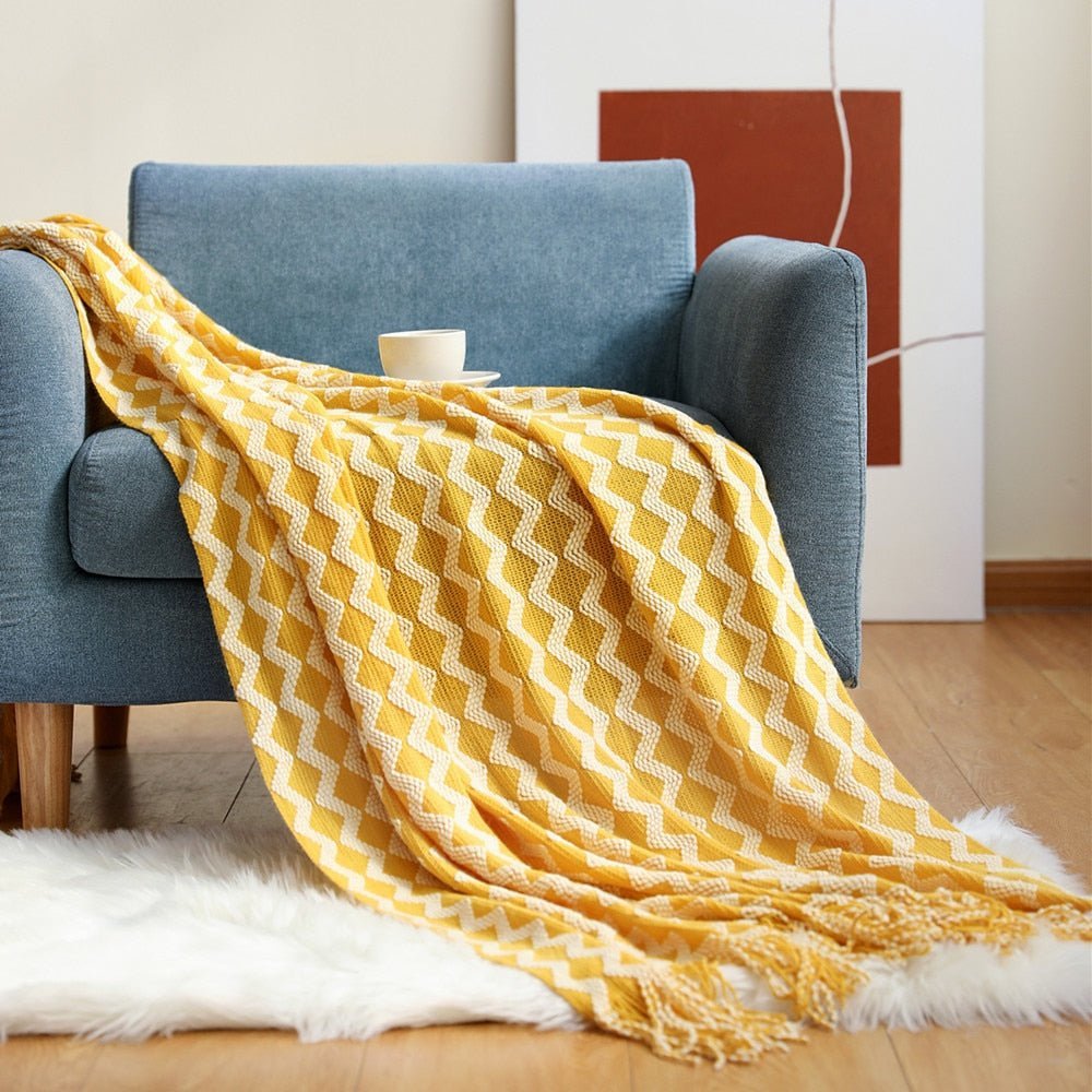 Tæppe Strikket Sofa Tæppe Skandinavisk Stil