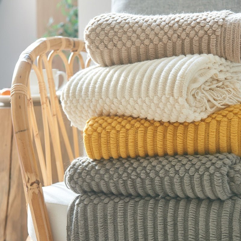 Tæppe Strikket Sofa Tæppe Skandinavisk Stil
