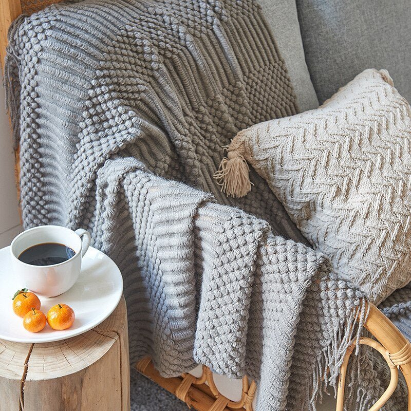 Tæppe Strikket Sofa Tæppe Skandinavisk Stil