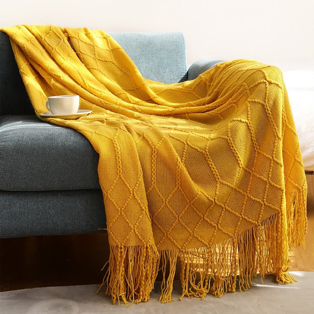 Tæppe Strikket Sofa Tæppe Skandinavisk Stil