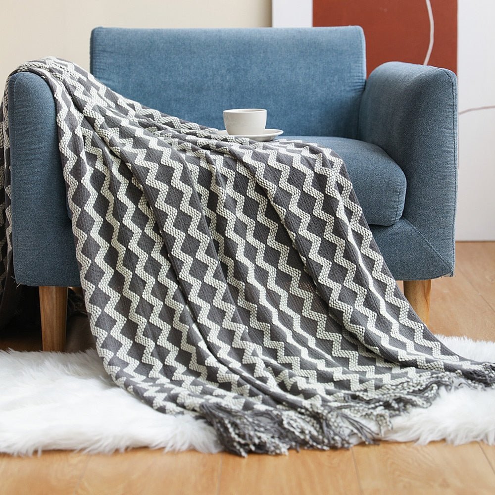 Tæppe Strikket Sofa Tæppe Skandinavisk Stil