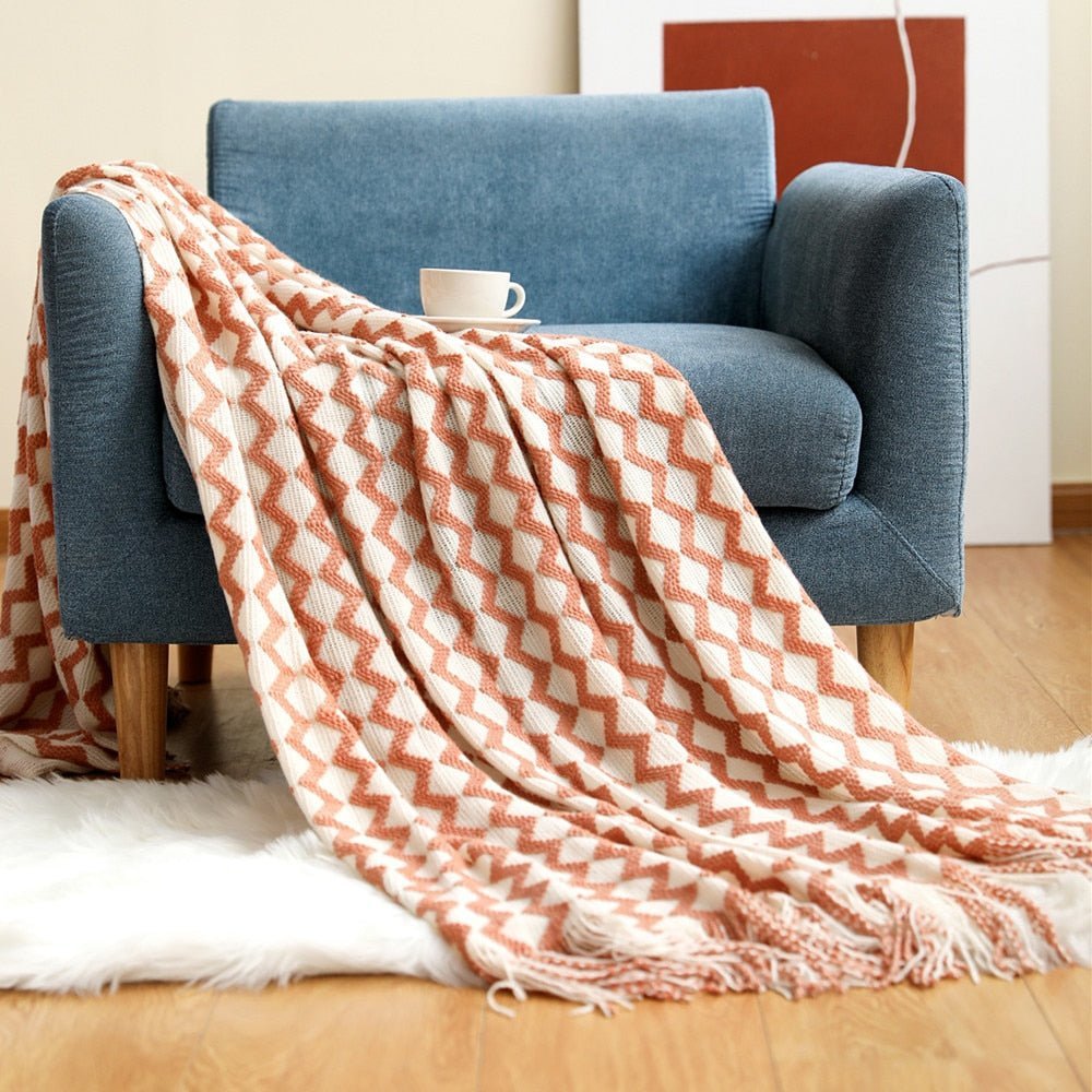 Tæppe Strikket Sofa Tæppe Skandinavisk Stil
