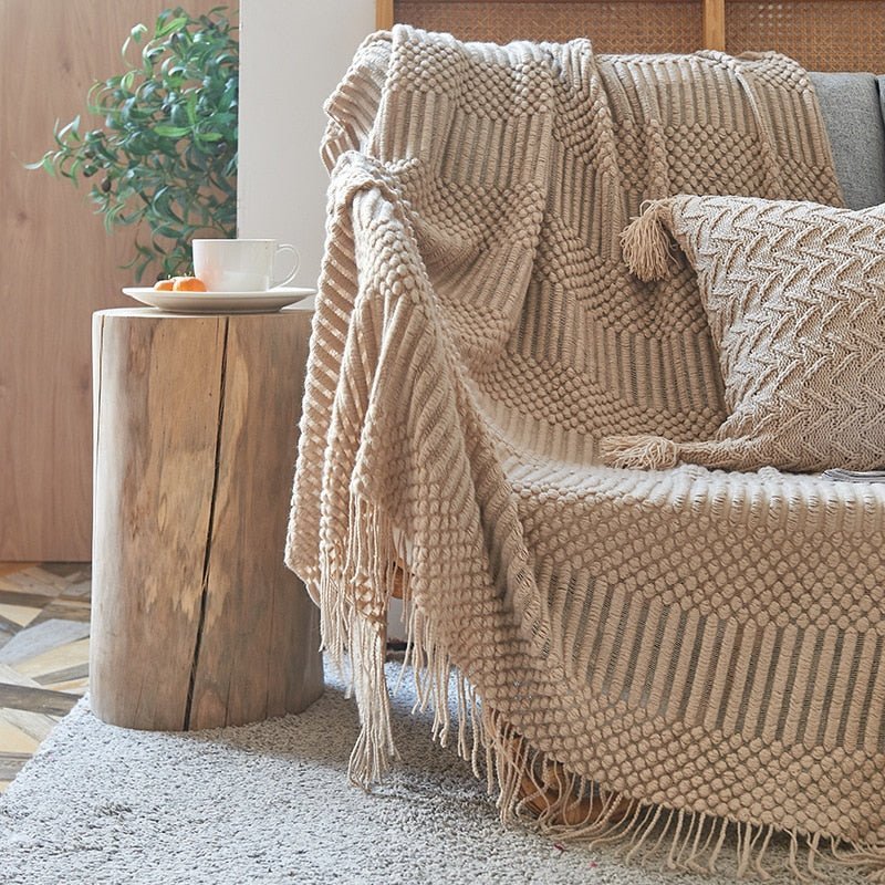 Tæppe Strikket Sofa Tæppe Skandinavisk Stil