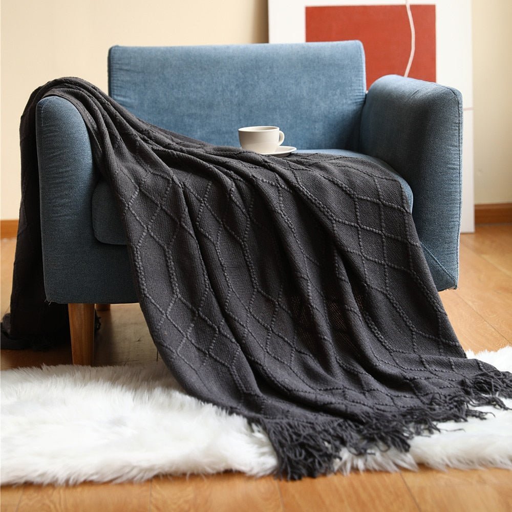 Tæppe Strikket Sofa Tæppe Skandinavisk Stil