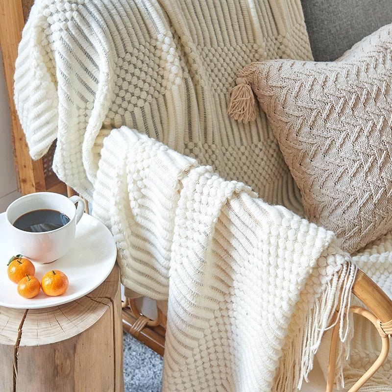 Tæppe Strikket Sofa Tæppe Skandinavisk Stil
