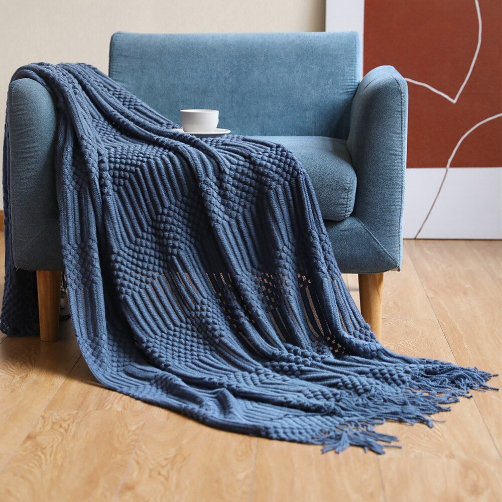 Tæppe Strikket Sofa Tæppe Skandinavisk Stil