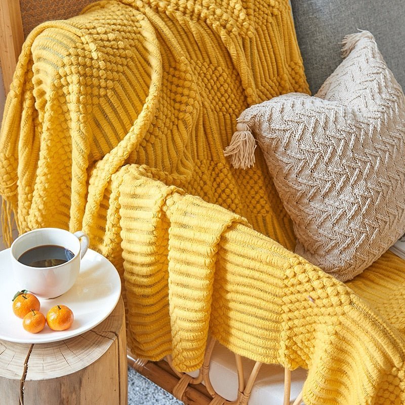 Tæppe Strikket Sofa Tæppe Skandinavisk Stil